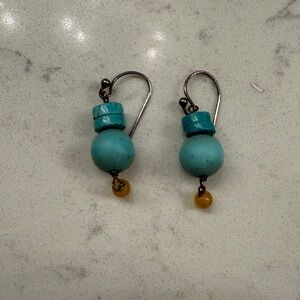 Barse Turquoise and Yellow Beaded Earrings